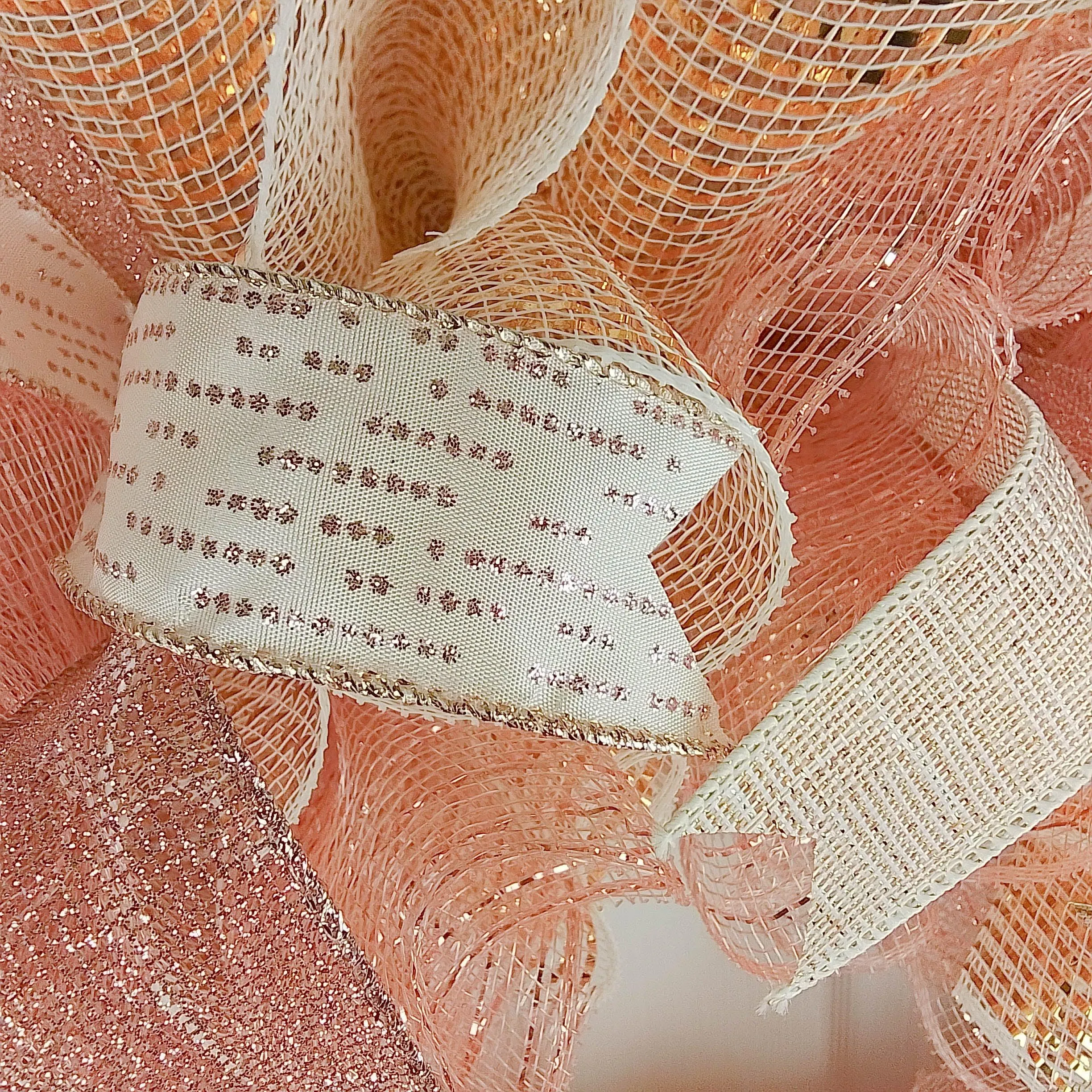 Rose Gold Mesh Outdoor Front Door Wreath | Mother's Day Wreath