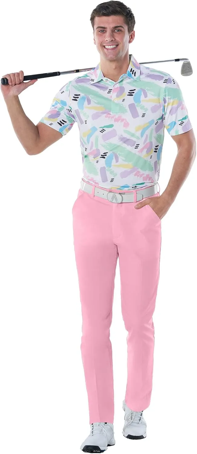 Royal & Awesome Pastel Golf Pants, Stretch Relaxed Fit Bottoms, Crazy Golf Pants for Men's, Funny and Bright Golfing Apparel