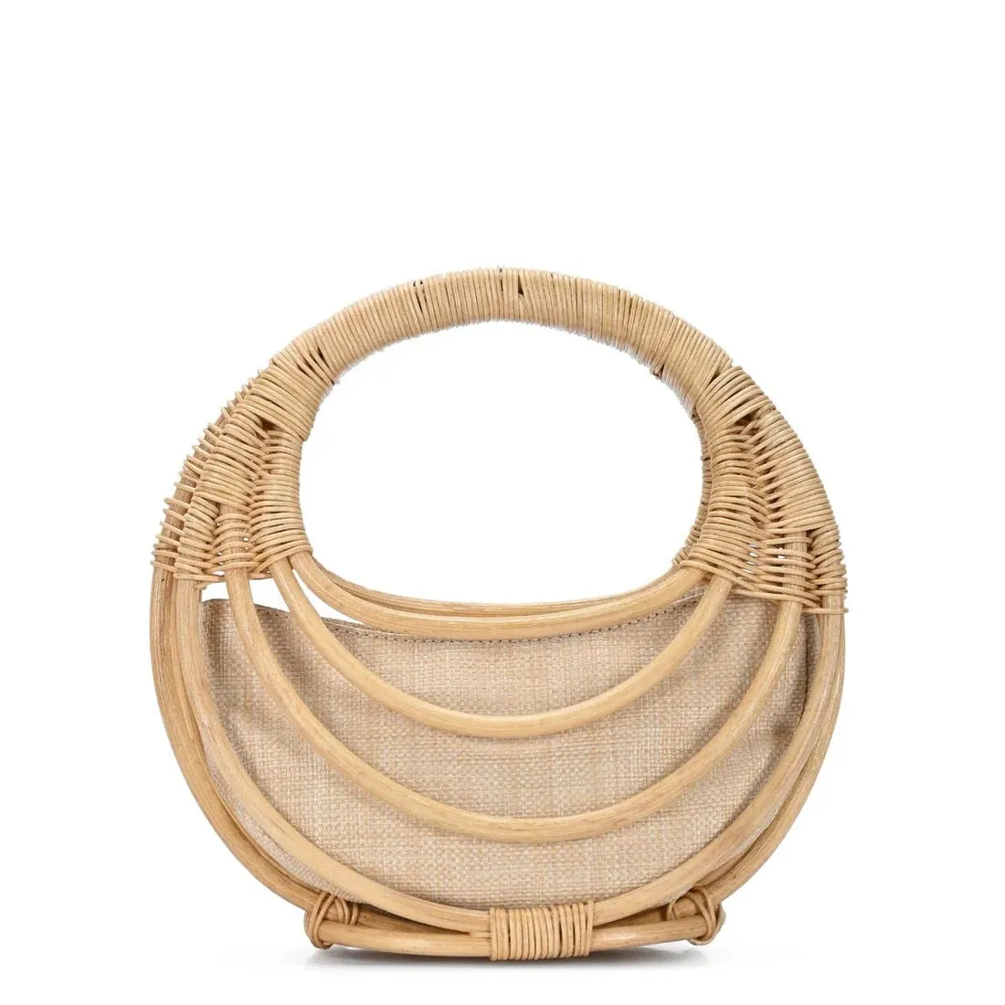 Saige Rattan Top Handle Circle Bag