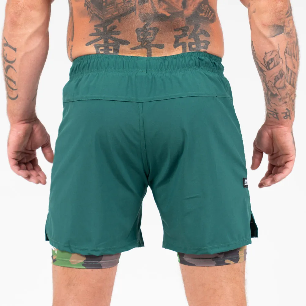 Scramble Combination Shorts - Green/Woodland Camo