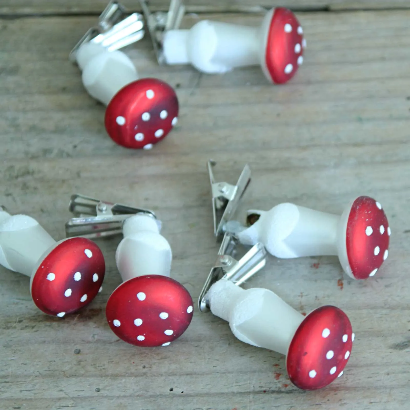 Set of Glass Toadstool Clips
