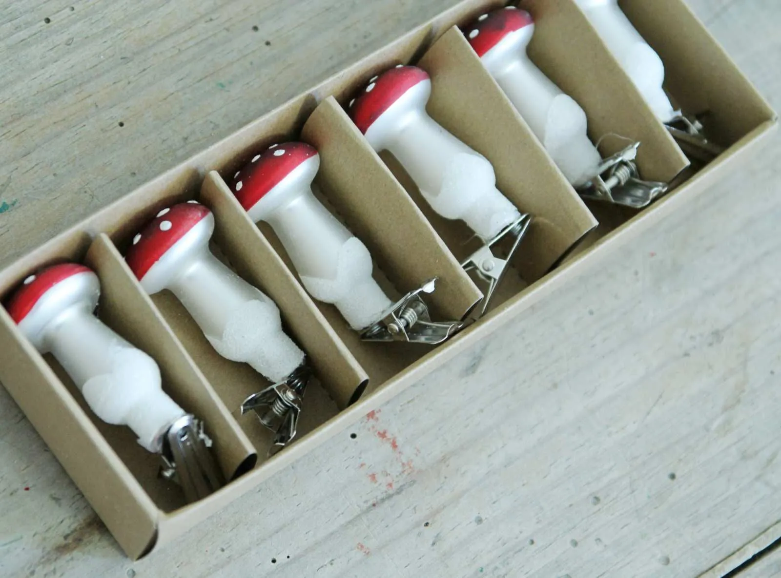 Set of Glass Toadstool Clips