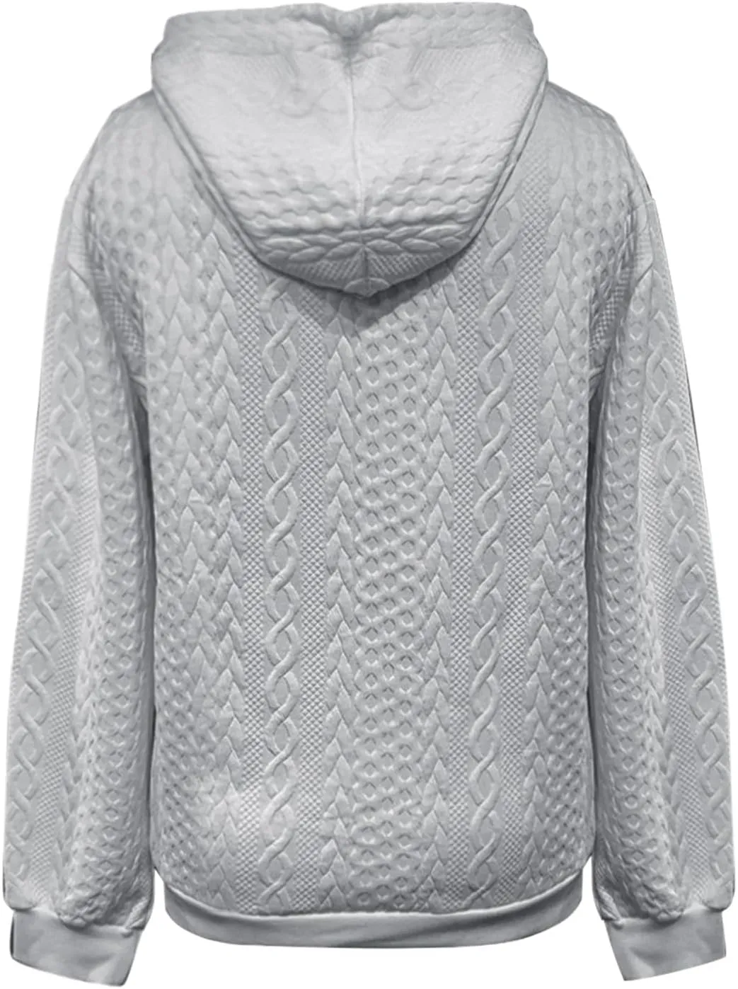 SHAOBGE Front L Women's Textured Long Sleeve Drop Shoulder Drawstring Pullover Solid Hoodie Top