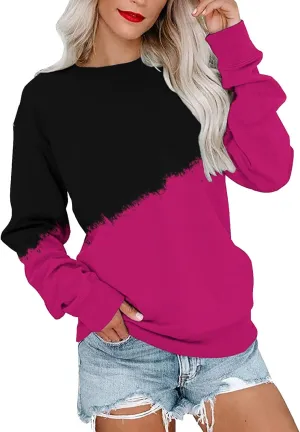 SHAOBGE Womens Fall Crewneck Sweatshirt Light Weight Casual Long Sleeve Oversized Sweatshirt Cute Pullover Fit Hoodies Tops