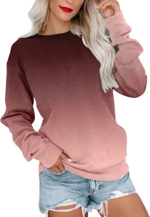SHAOBGE Womens Fall Crewneck Sweatshirt Light Weight Casual Long Sleeve Oversized Sweatshirt Cute Pullover Fit Hoodies Tops