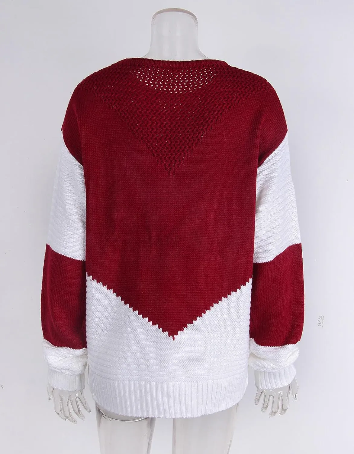 shermie Women's Colorblock Sweaters Long Sleeve Crew Neck Cable Knit Loose Casual Pullover