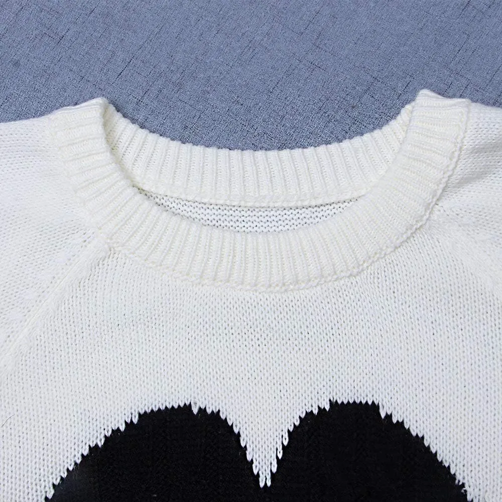shermie Women's Pullover Sweaters Long Sleeve Crew Neck Cute Heart Knitted Casual Sweater