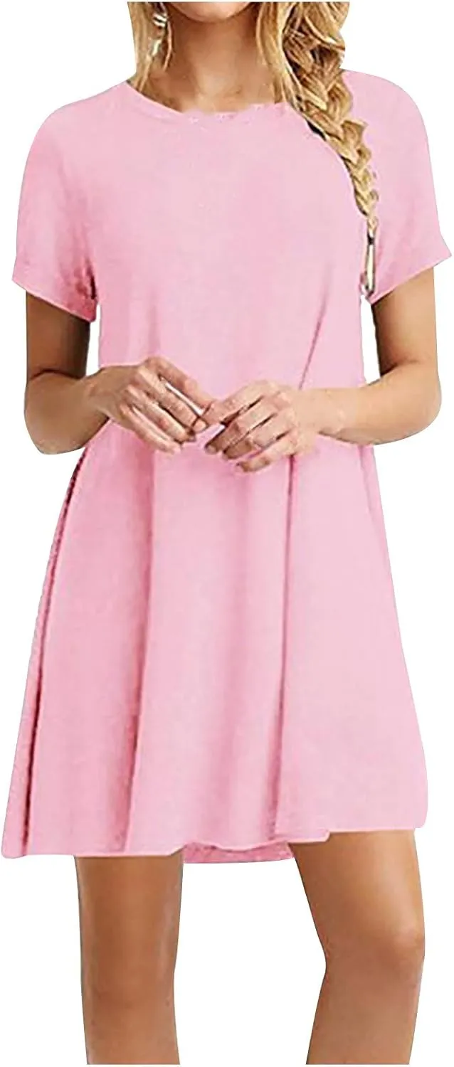 Shirt Dresses for Women A-Line Short Sleeve Polka Dots Mini Sundress 2025 Vacation Casual Beach Summer Dresses