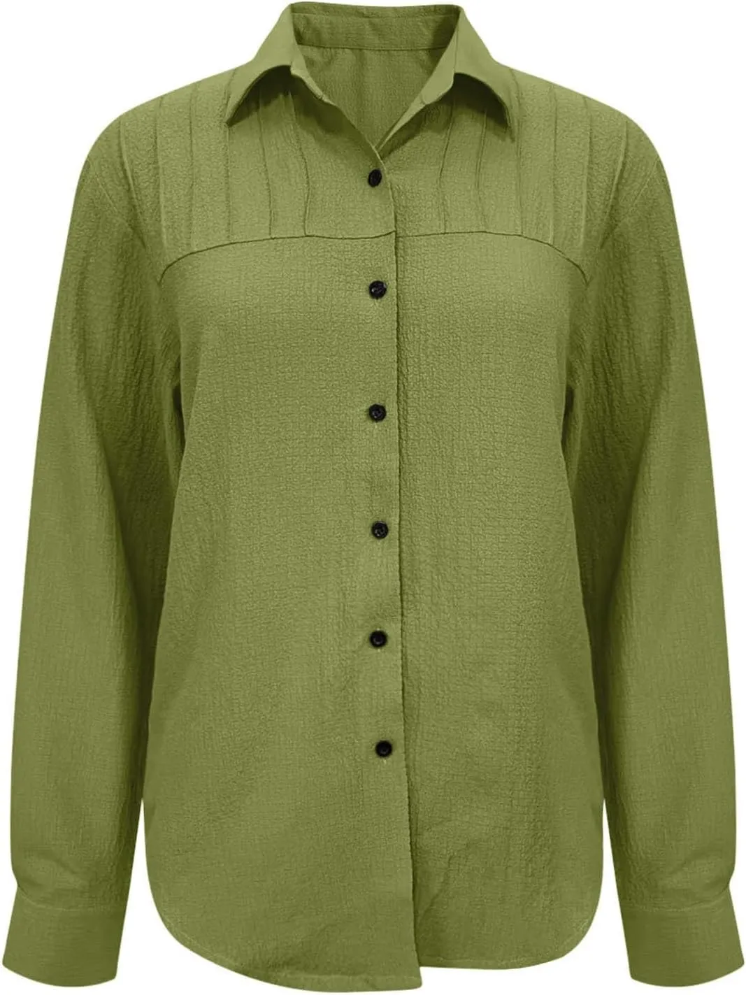 Shirts for Women Long Sleeve Button Down Top Pocket Collared Tunic Solid Loose Casual Daily Womens Fashion Blouses