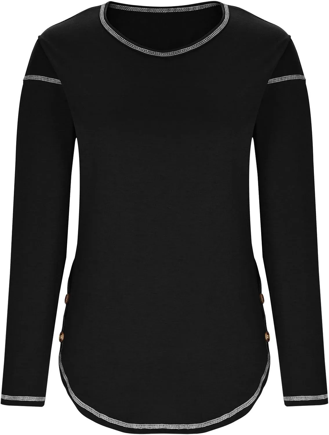 Shirts for Women Long Sleeve Crewneck Pullover Plain Tight Basic Tees Daily Workout Blouses Fashion Irregular Hem