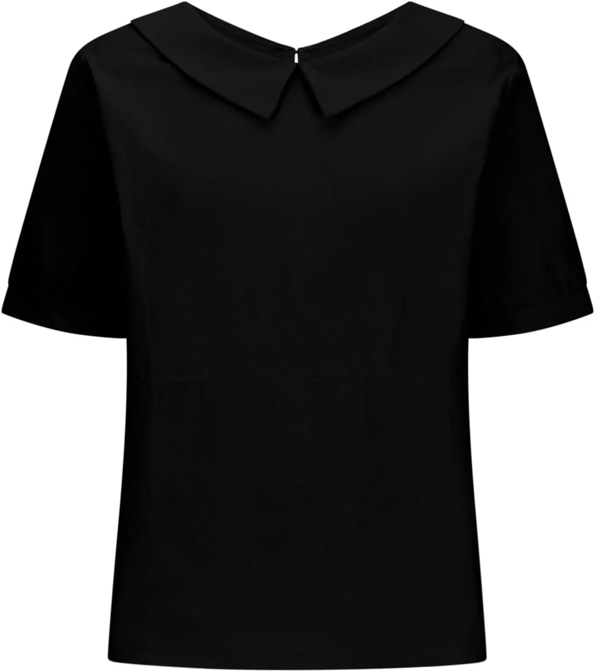 Short Sleeve Linen Tshirt for Women Peter Pan Collar Blouses Vintage Casual Loose Fit Cute Tops Summer Clothes 2025