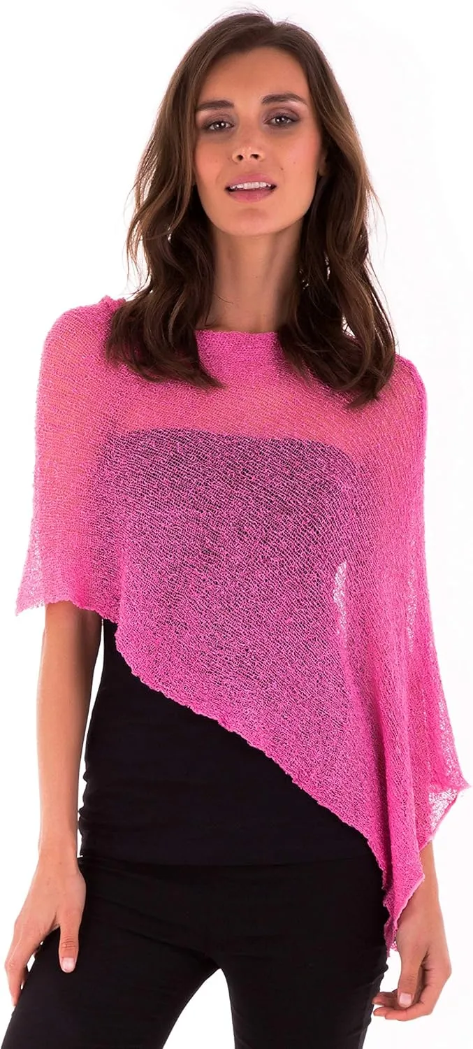 SHU-SHI Womens Sheer Knit Poncho Shrug Lightweight Cover Up One Size Fits Most
