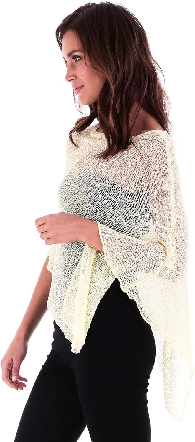 SHU-SHI Womens Sheer Knit Poncho Shrug Lightweight Cover Up One Size Fits Most