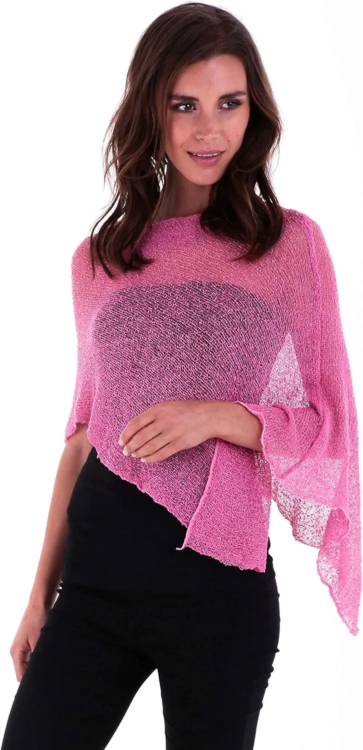 SHU-SHI Womens Sheer Knit Poncho Shrug Lightweight Cover Up One Size Fits Most