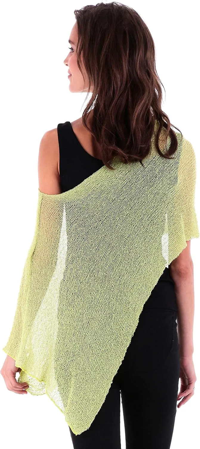 SHU-SHI Womens Sheer Knit Poncho Shrug Lightweight Cover Up One Size Fits Most