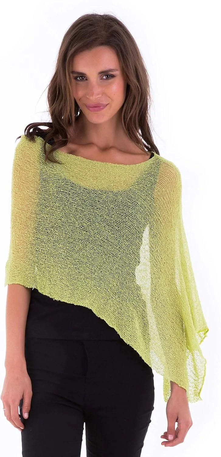 SHU-SHI Womens Sheer Knit Poncho Shrug Lightweight Cover Up One Size Fits Most