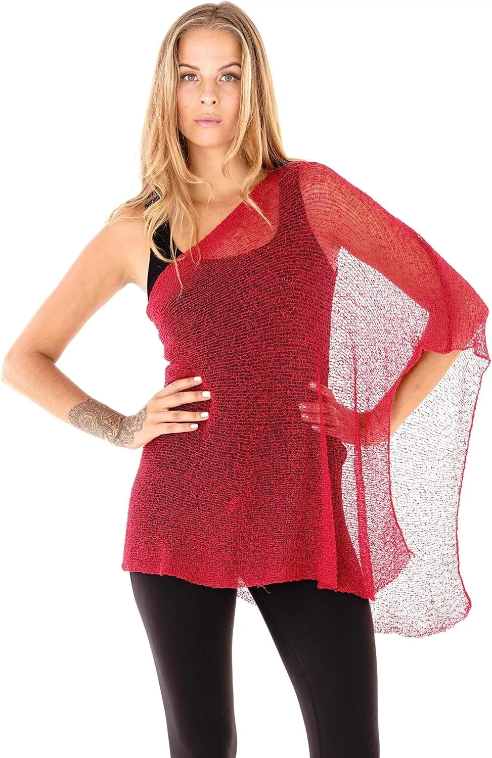 SHU-SHI Womens Sheer Knit Poncho Shrug Lightweight Cover Up One Size Fits Most