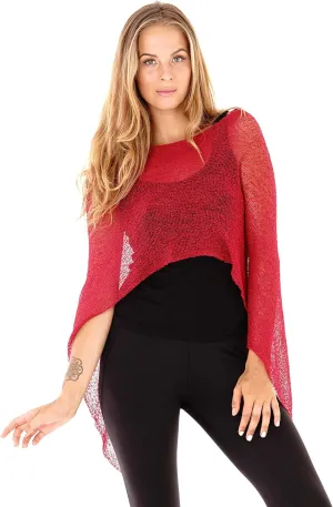 SHU-SHI Womens Sheer Knit Poncho Shrug Lightweight Cover Up One Size Fits Most