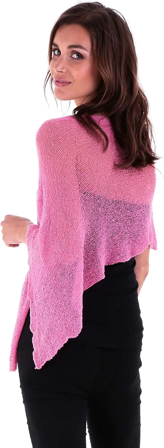 SHU-SHI Womens Sheer Knit Poncho Shrug Lightweight Cover Up One Size Fits Most