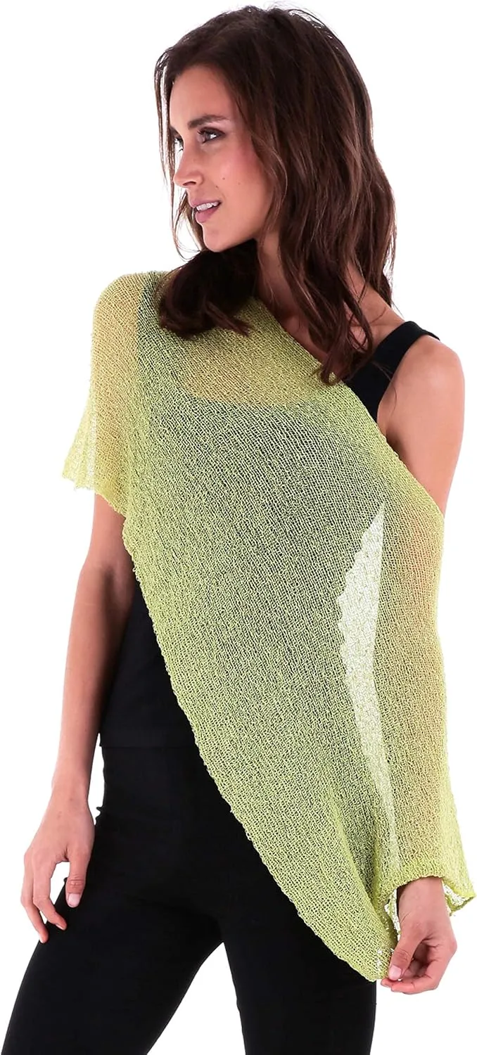 SHU-SHI Womens Sheer Knit Poncho Shrug Lightweight Cover Up One Size Fits Most