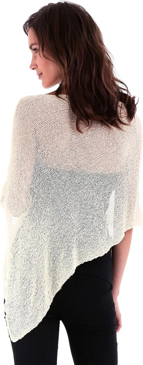 SHU-SHI Womens Sheer Knit Poncho Shrug Lightweight Cover Up One Size Fits Most