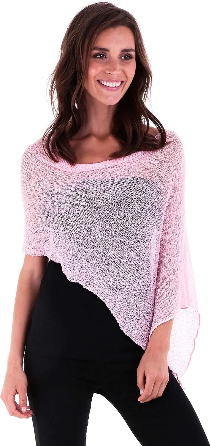 SHU-SHI Womens Sheer Knit Poncho Shrug Lightweight Cover Up One Size Fits Most