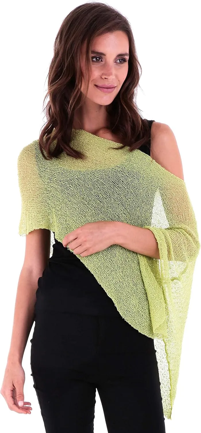 SHU-SHI Womens Sheer Knit Poncho Shrug Lightweight Cover Up One Size Fits Most
