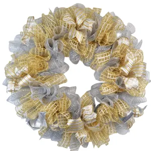 Silver Gold and Ivory Christmas Wreath : TB7