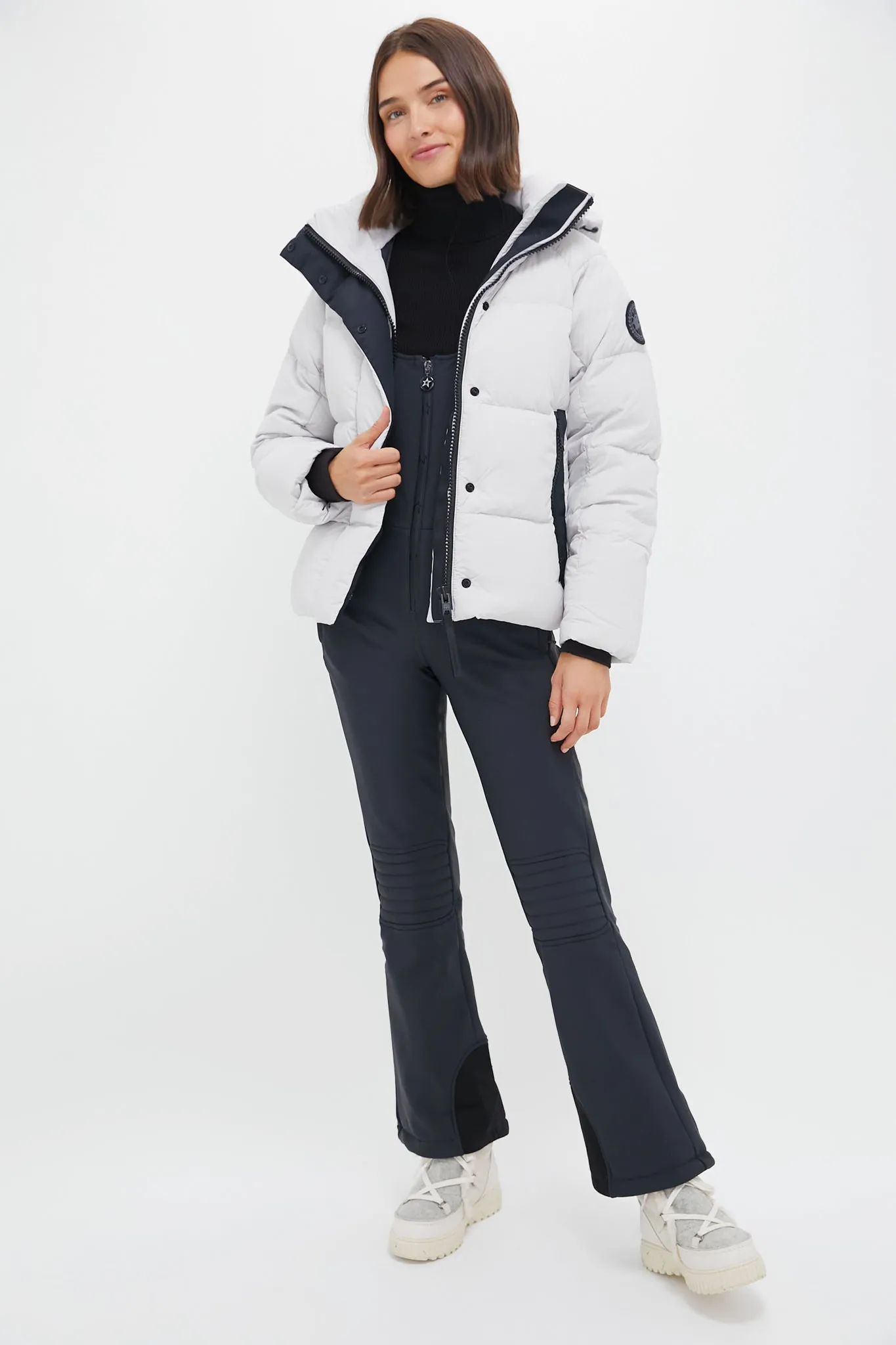 Silverbirch Black Disc Junction Cropped Puffer