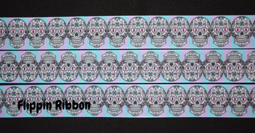 Skull Candy Ribbon - 1 inch Printed Grosgrain