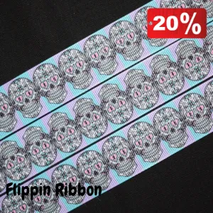 Skull Candy Ribbon - 1 inch Printed Grosgrain