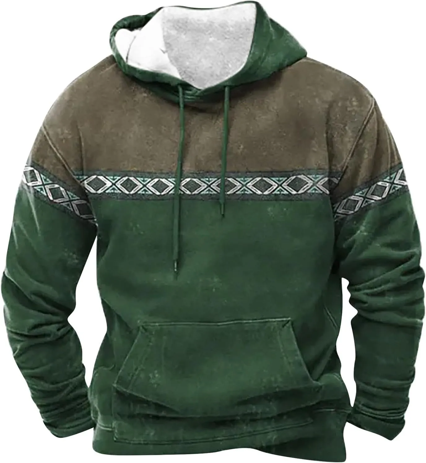 Solid Hoodie Pullover Sweater Mens Autumn And Winter Loose Plus Size Hooded Pullover Sweater Knit Sweatshirt with