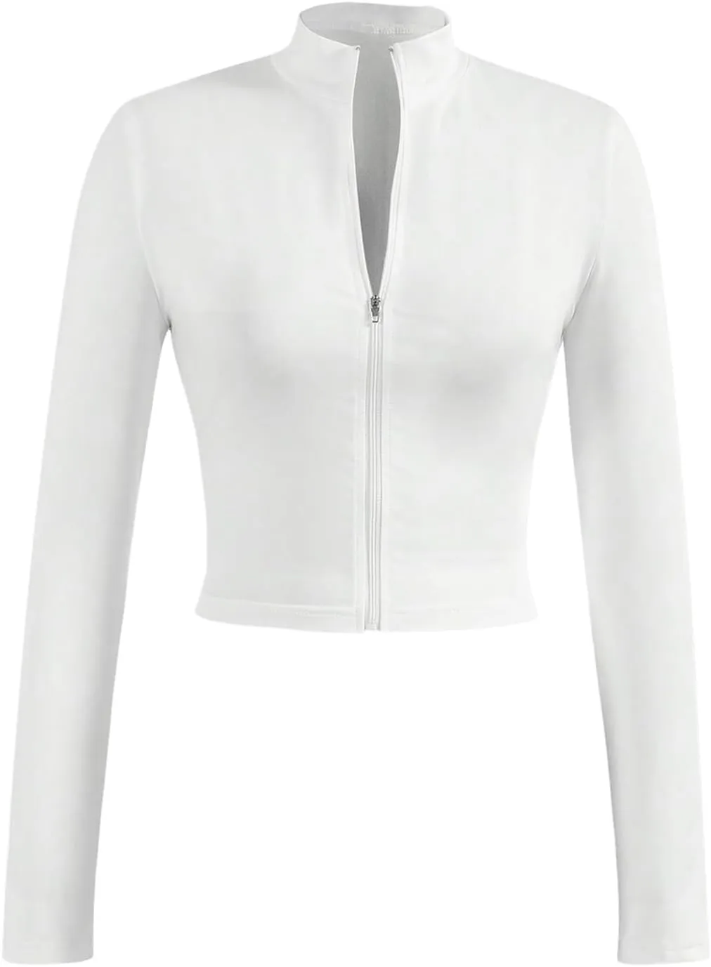SOLY HUX Women's Full Zip Workout Running Crop Tops Athletic Jacket Long Sleeve Yoga Cropped Tee Shirts