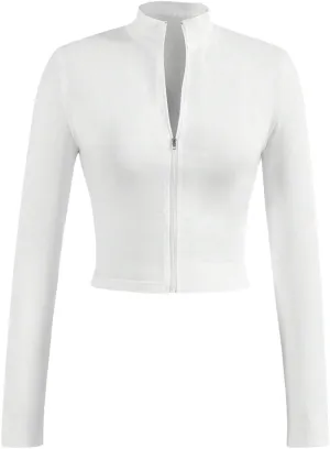 SOLY HUX Women's Full Zip Workout Running Crop Tops Athletic Jacket Long Sleeve Yoga Cropped Tee Shirts