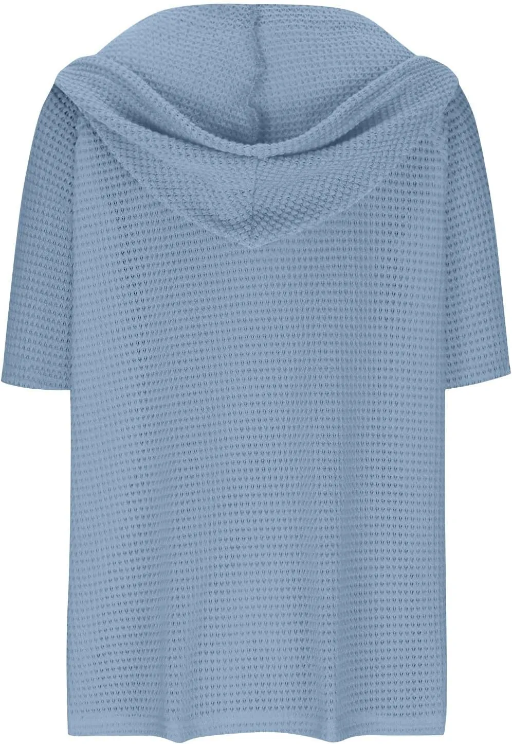 Spring Resort Wear Outfits Vacation Waffle Knit Tops Trendy 2025 Fashion Trends Cute Short Sleeve Hoodie Oversized