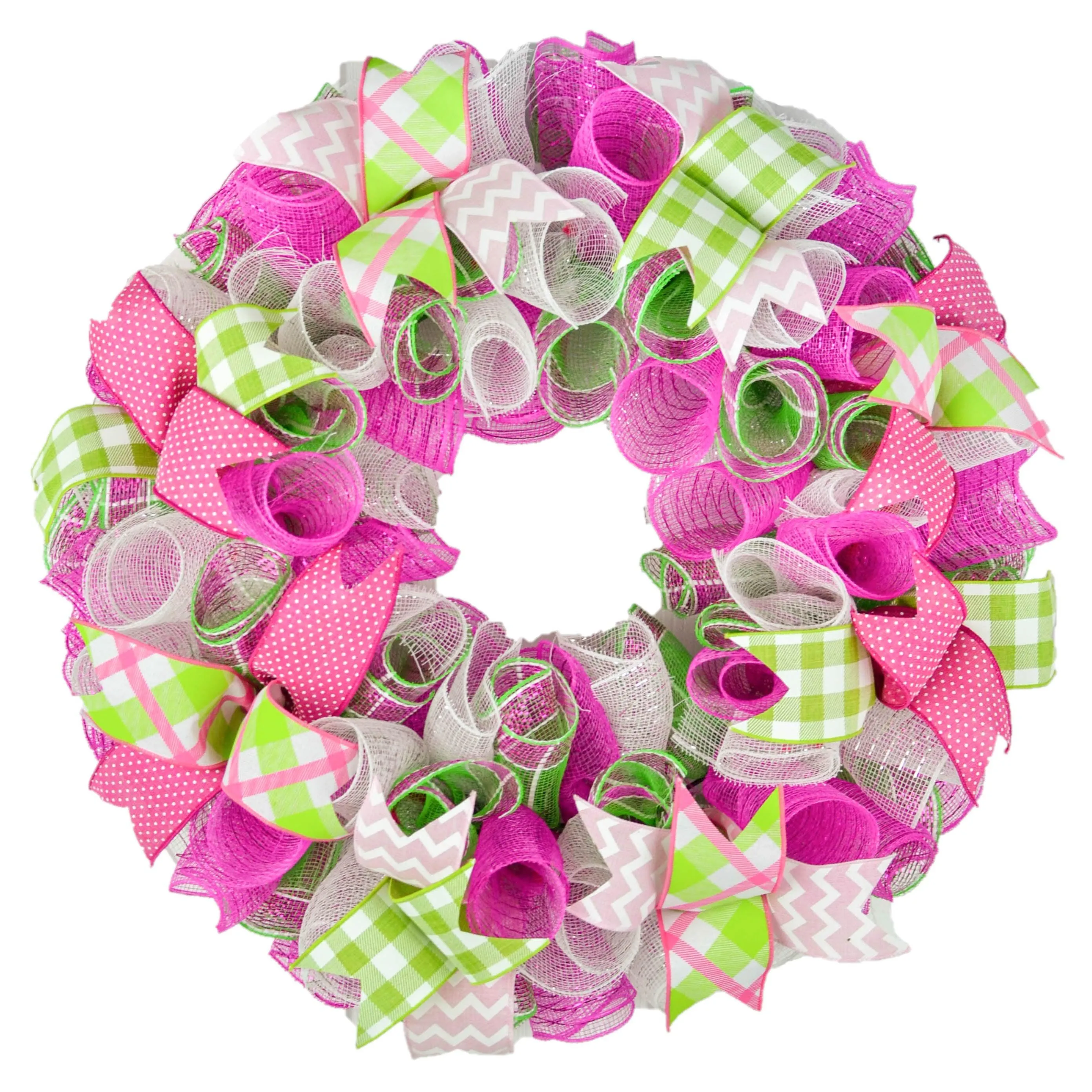 Spring Summer Door Wreath Mother's Day Gift - Everyday Door Decor - Pink Yellow Lime Green White