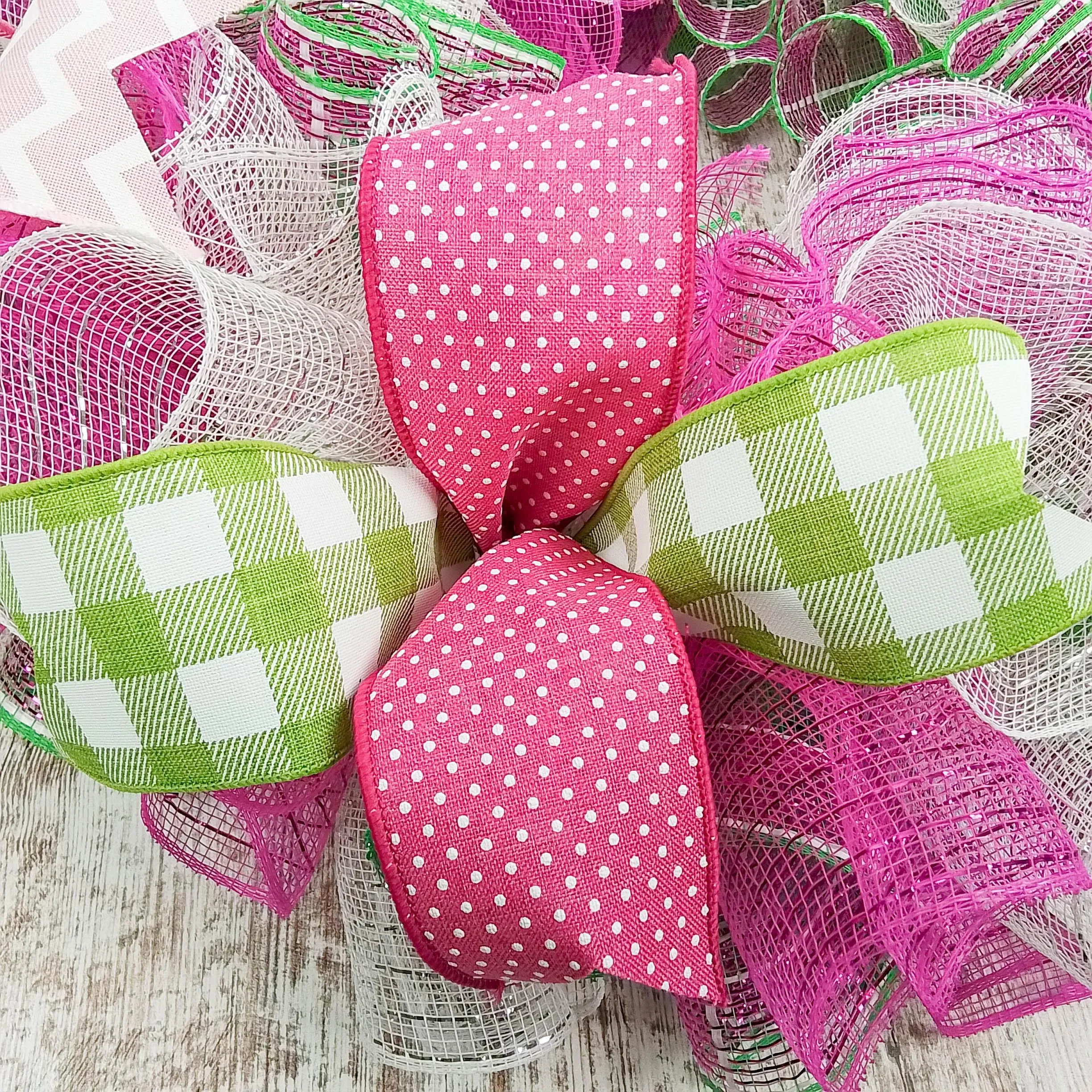 Spring Summer Door Wreath Mother's Day Gift - Everyday Door Decor - Pink Yellow Lime Green White