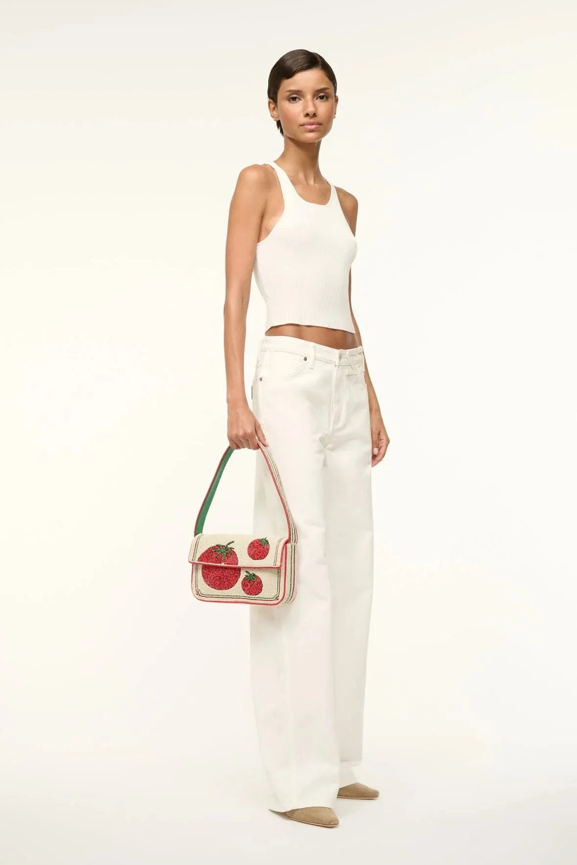 Staud Tommy Beaded Bag - Tomato