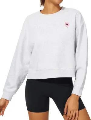 Stelle Cropped Sweatshirt for Women Crewneck Pullover Tops Oversized Long Sleeve Lightweight Casual Cotton Sweat Shirts