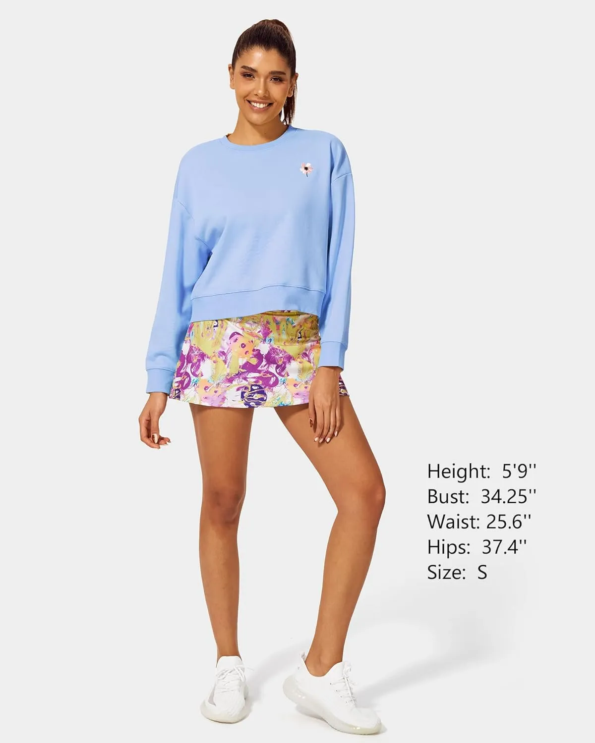 Stelle Cropped Sweatshirt for Women Crewneck Pullover Tops Oversized Long Sleeve Lightweight Casual Cotton Sweat Shirts