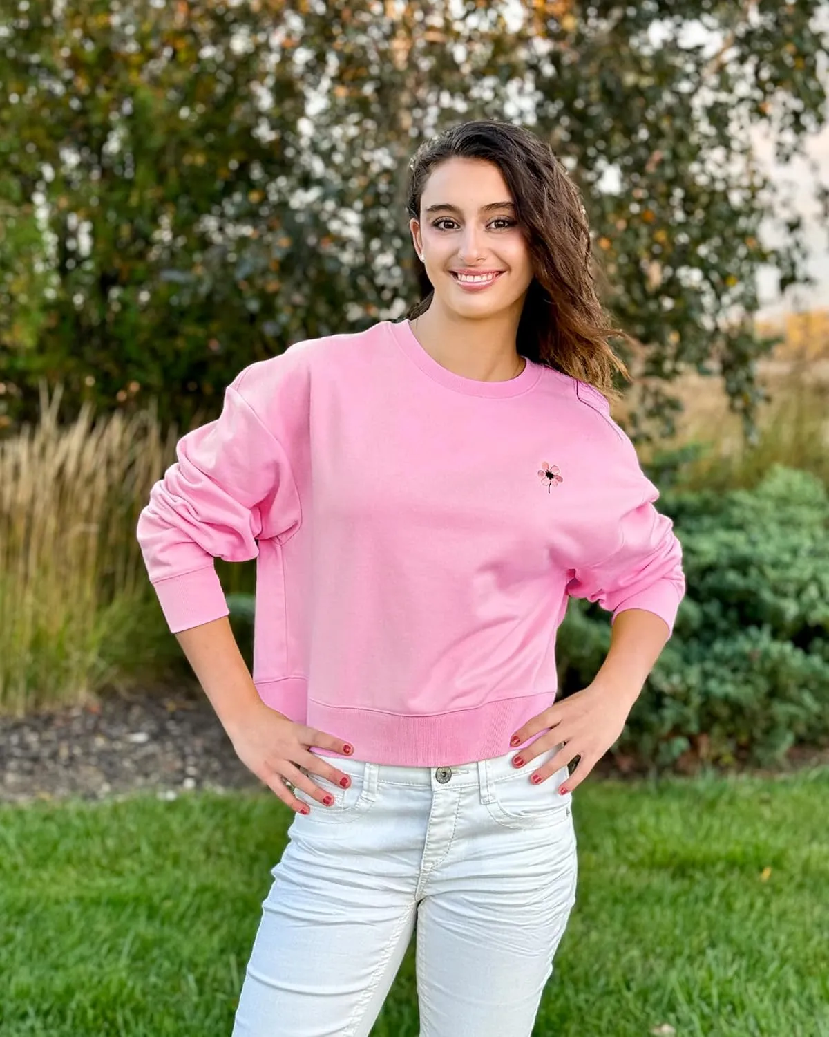 Stelle Cropped Sweatshirt for Women Crewneck Pullover Tops Oversized Long Sleeve Lightweight Casual Cotton Sweat Shirts