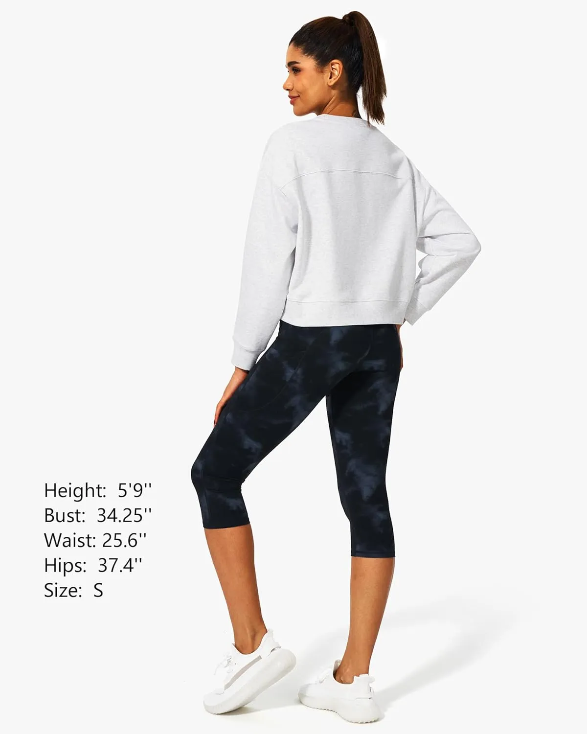 Stelle Cropped Sweatshirt for Women Crewneck Pullover Tops Oversized Long Sleeve Lightweight Casual Cotton Sweat Shirts