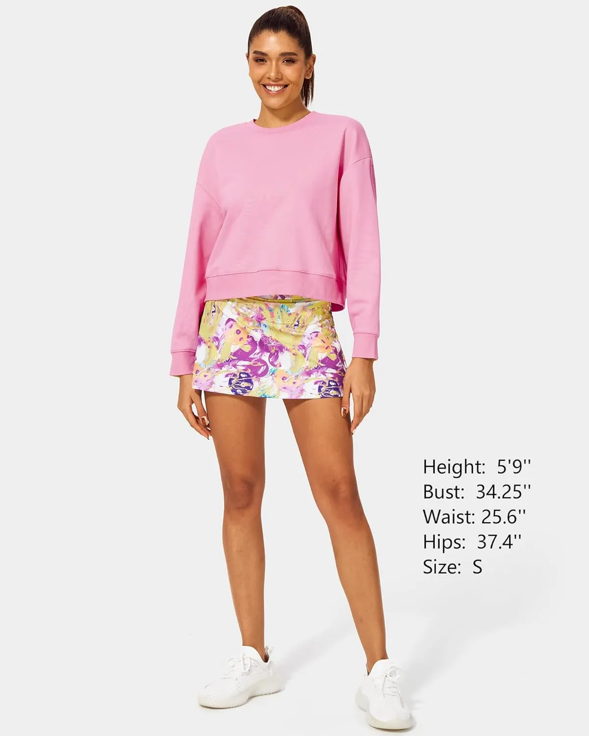 Stelle Cropped Sweatshirts for Women Cotton Long Sleeve Crop Tops Crewneck Pullover Oversized Sweater
