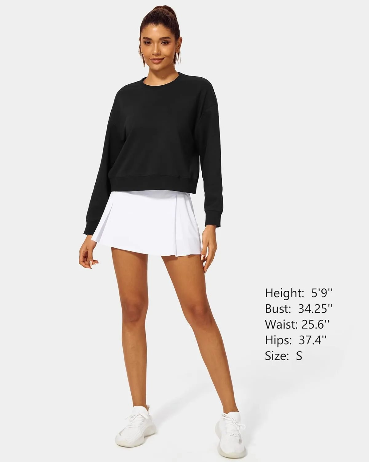 Stelle Cropped Sweatshirts for Women Cotton Long Sleeve Crop Tops Crewneck Pullover Oversized Sweater