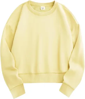 Stelle Cropped Sweatshirts for Women Cotton Long Sleeve Crop Tops Crewneck Pullover Oversized Sweater