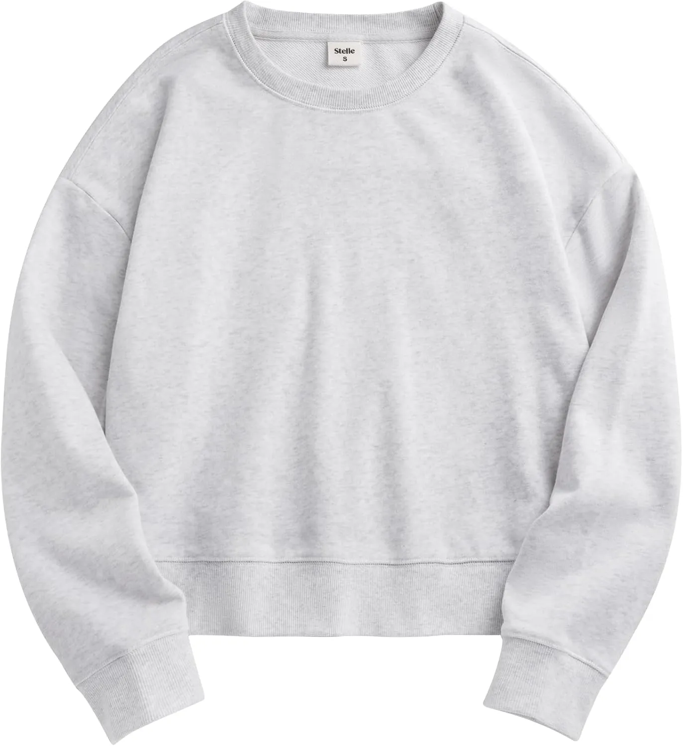 Stelle Cropped Sweatshirts for Women Cotton Long Sleeve Crop Tops Crewneck Pullover Oversized Sweater