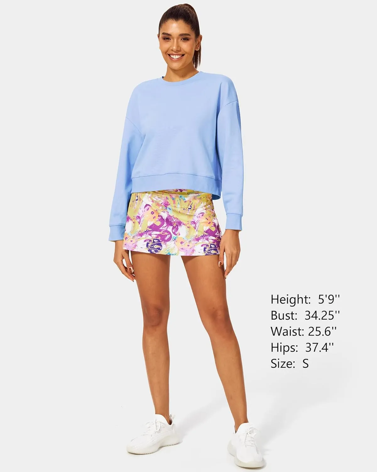 Stelle Cropped Sweatshirts for Women Cotton Long Sleeve Crop Tops Crewneck Pullover Oversized Sweater