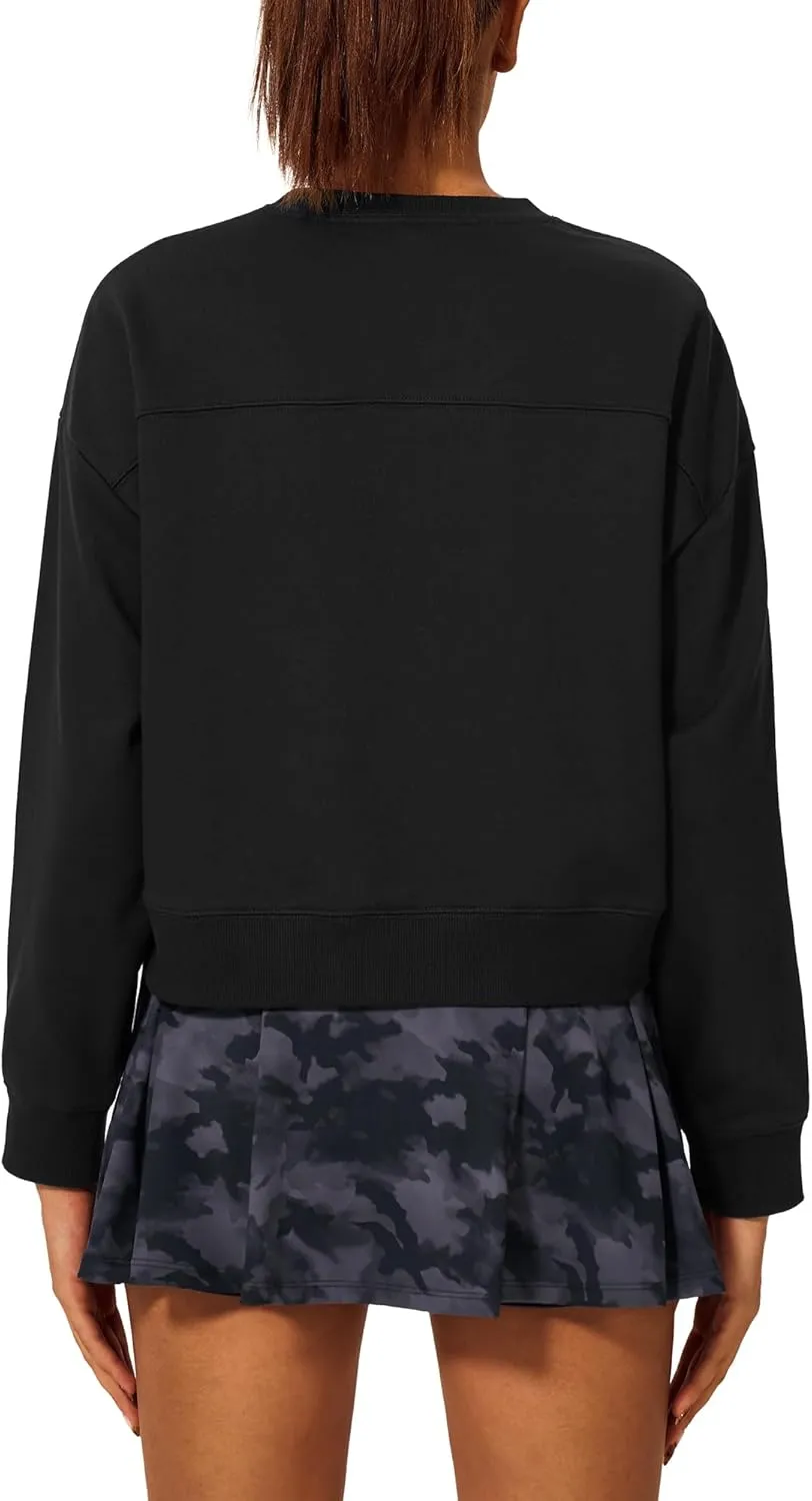 Stelle Cropped Sweatshirts for Women Cotton Long Sleeve Crop Tops Crewneck Pullover Oversized Sweater