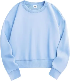 Stelle Cropped Sweatshirts for Women Cotton Long Sleeve Crop Tops Crewneck Pullover Oversized Sweater