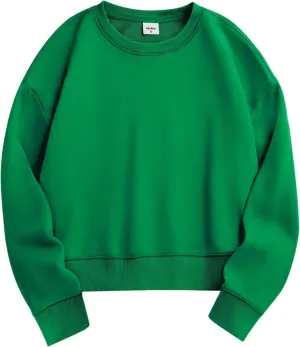 Stelle Cropped Sweatshirts for Women Cotton Long Sleeve Crop Tops Crewneck Pullover Oversized Sweater